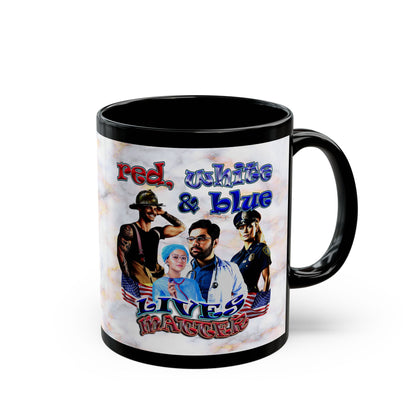 rw&b lives matter - Black Mug (white marble)