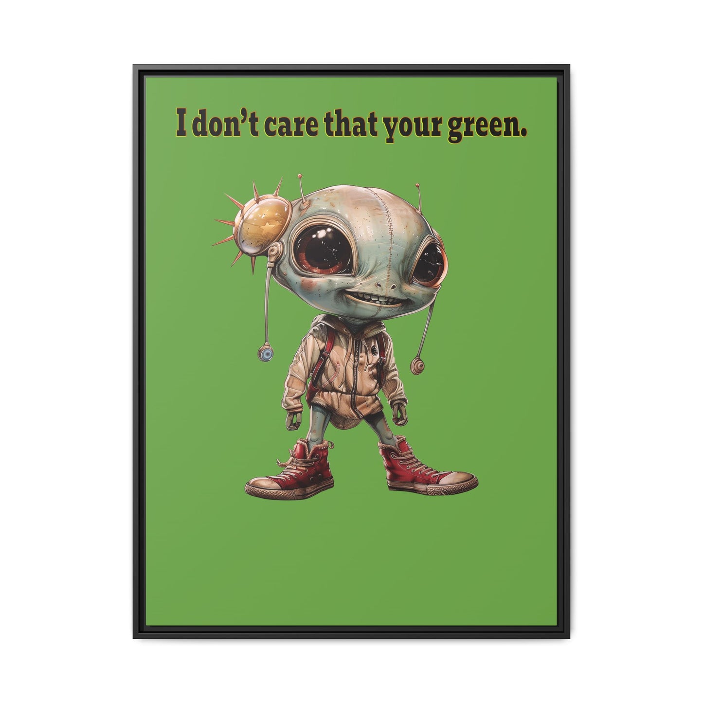 I don't care that your green - framed canvas art (green)