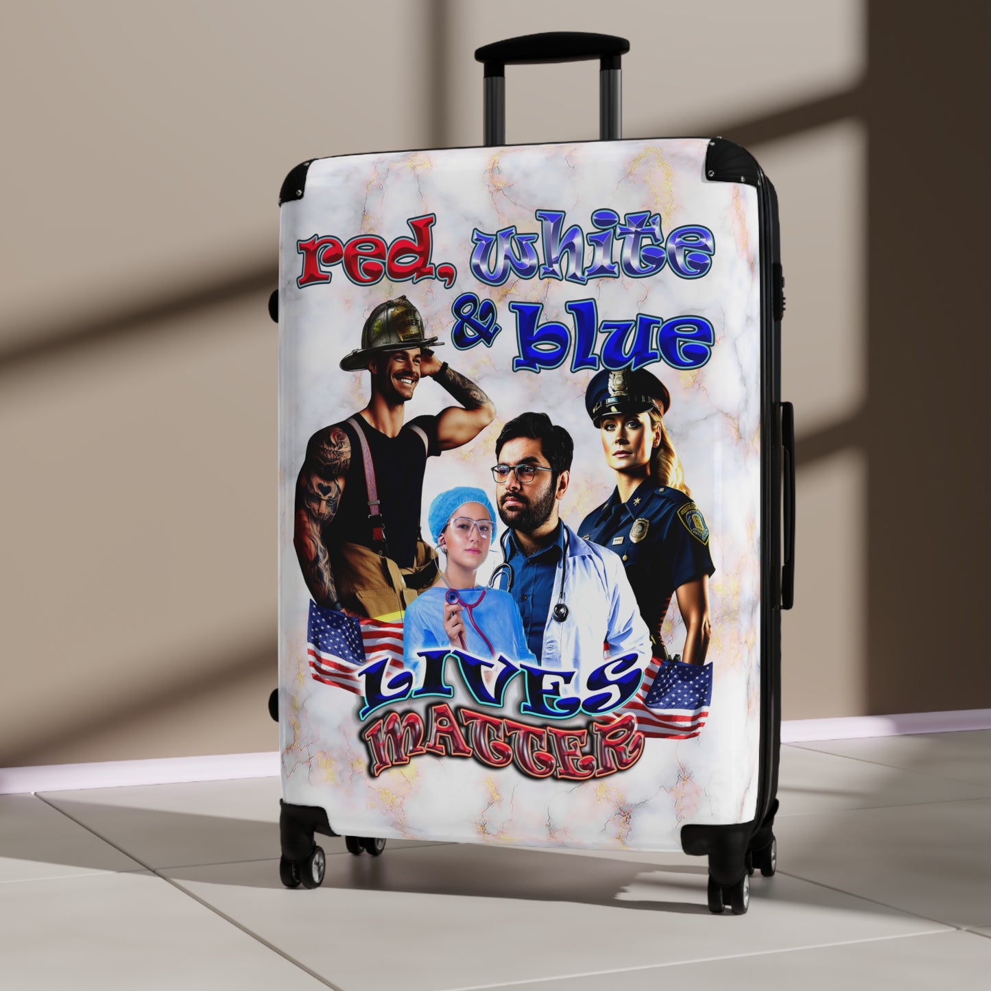 rw&b lives matter - Suitcase (white marble)