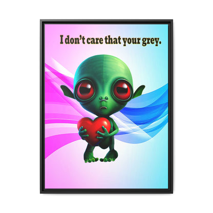 I don't care that your grey - framed canvas art (light blue-pink wave)