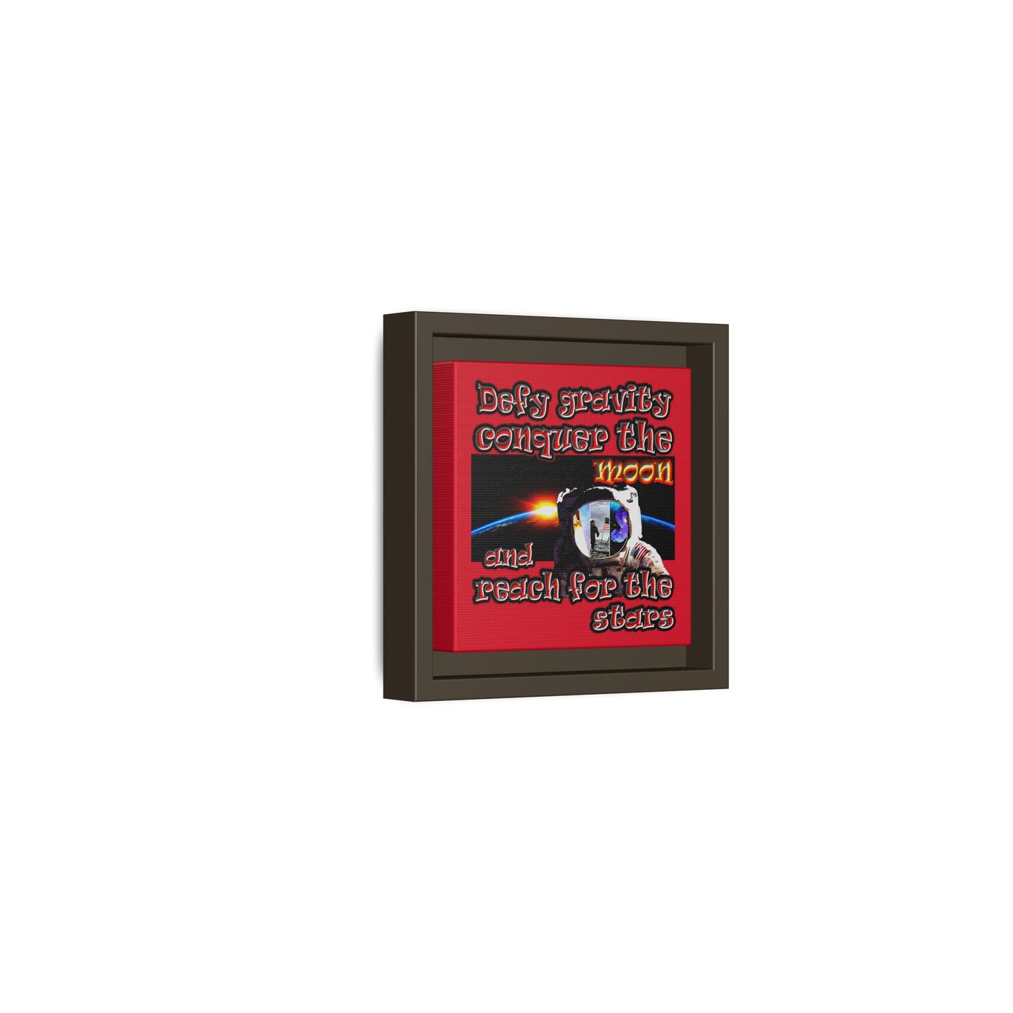 defy conquer reach - framed canvas art (dark red)