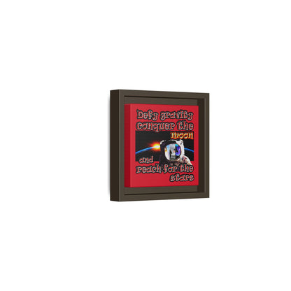 defy conquer reach - framed canvas art (dark red)
