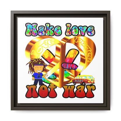 love peace - framed canvas art (white)