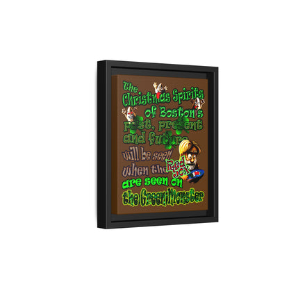 christmas spirits of boston - framed canvas art (brown)
