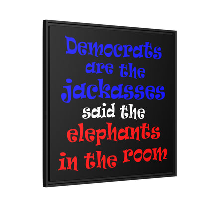 donkeys and elephants - framed canvas art (black)