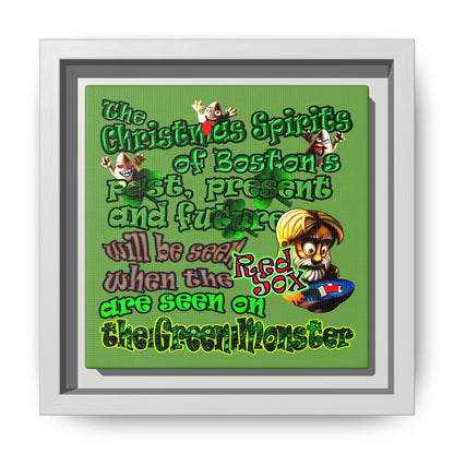 christmas spirits of boston - framed canvas art (green)