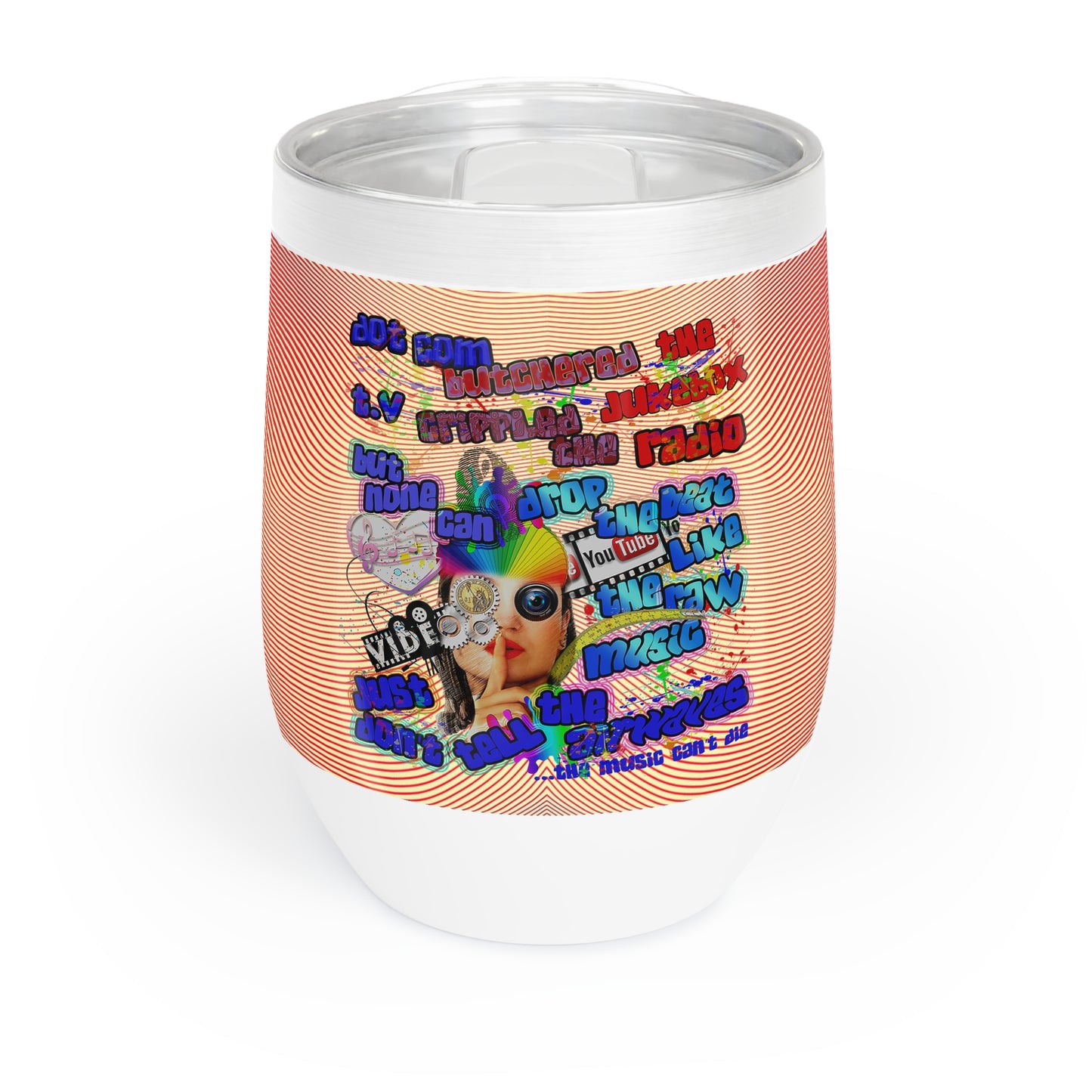 drop the beat - Chill Wine Tumbler  (yellow-orange wave)