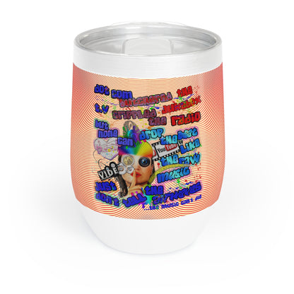 drop the beat - Chill Wine Tumbler  (yellow-orange wave)