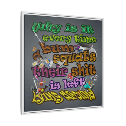 the bum's shit - framed canvas art (grey-light grey)