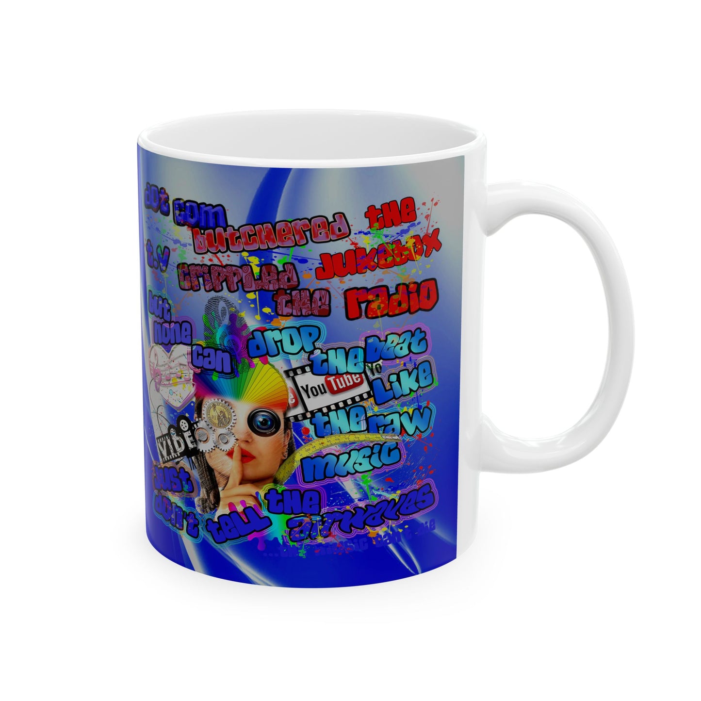 drop the beat - White Mug (blue-white wave)