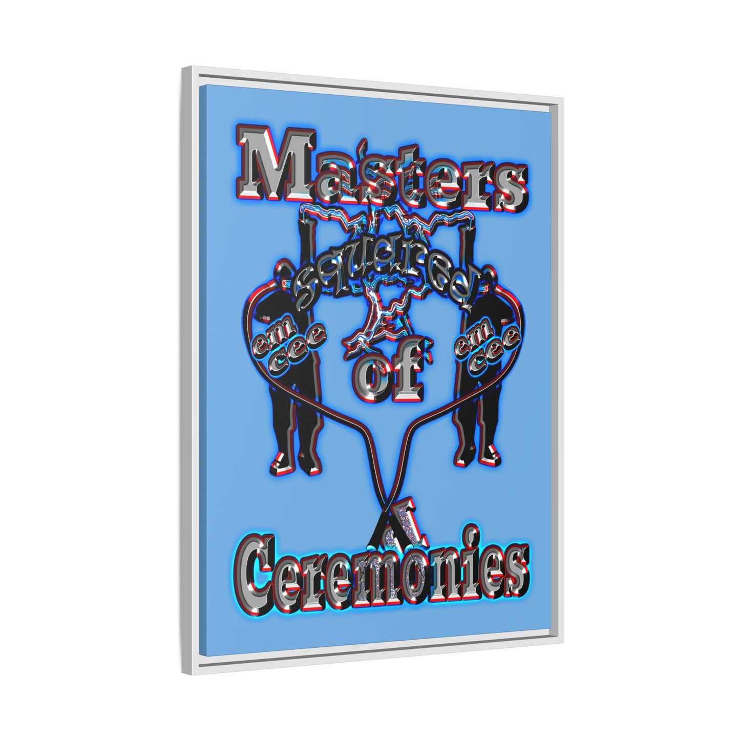 em cee squared - framed canvas art (light blue)
