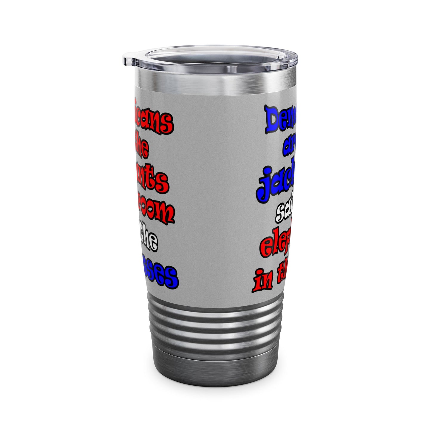 donkeys and elephants - Ringneck Tumbler, 20oz (light grey)