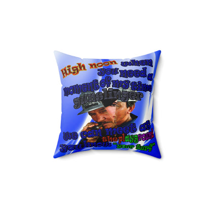 high noon - Faux Suede Square Pillow - (blue-white wave)