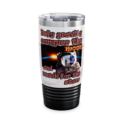 defy conquer reach - Ringneck Tumbler, 20oz (white marble)