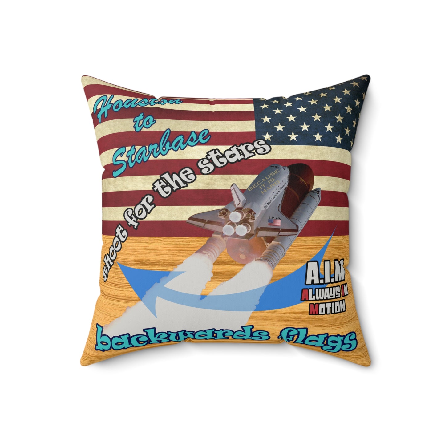 shoot for the stars - Faux Suede Square Pillow - (butterscotch wood finish)