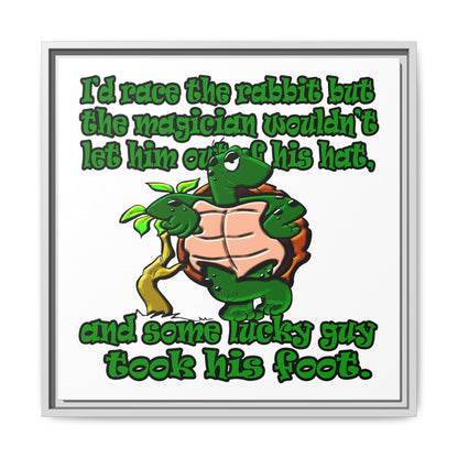 turtle race - framed canvas art (white)
