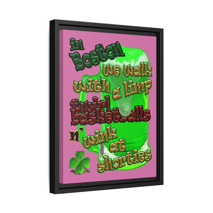celtics logo - framed canvas art (light pink)