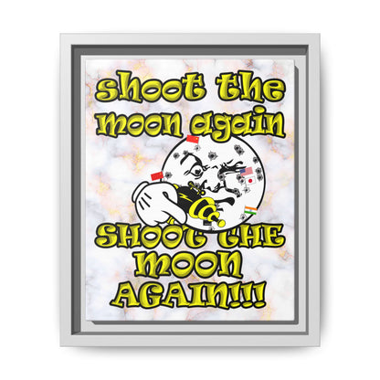 shoot the moon again - framed canvas art (white marble)