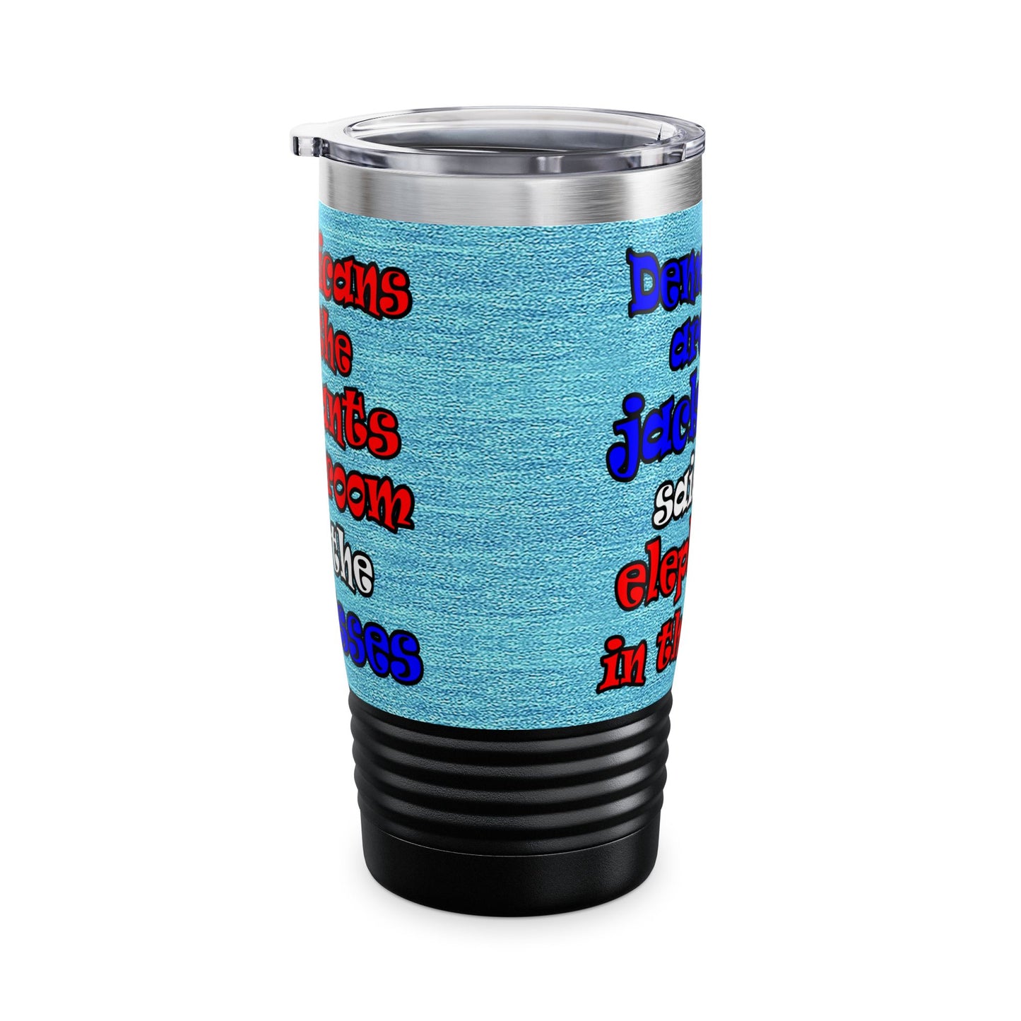 donkeys and elephants - Ringneck Tumbler, 20oz (faded blue)
