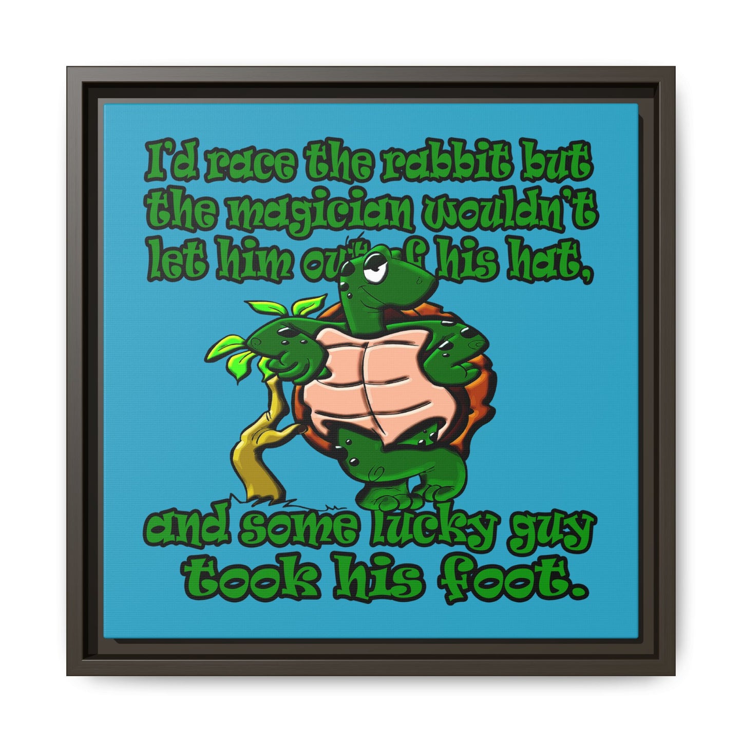 turtle race - framed canvas art (turquoise)