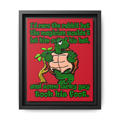turtle race - framed canvas art (dark red)