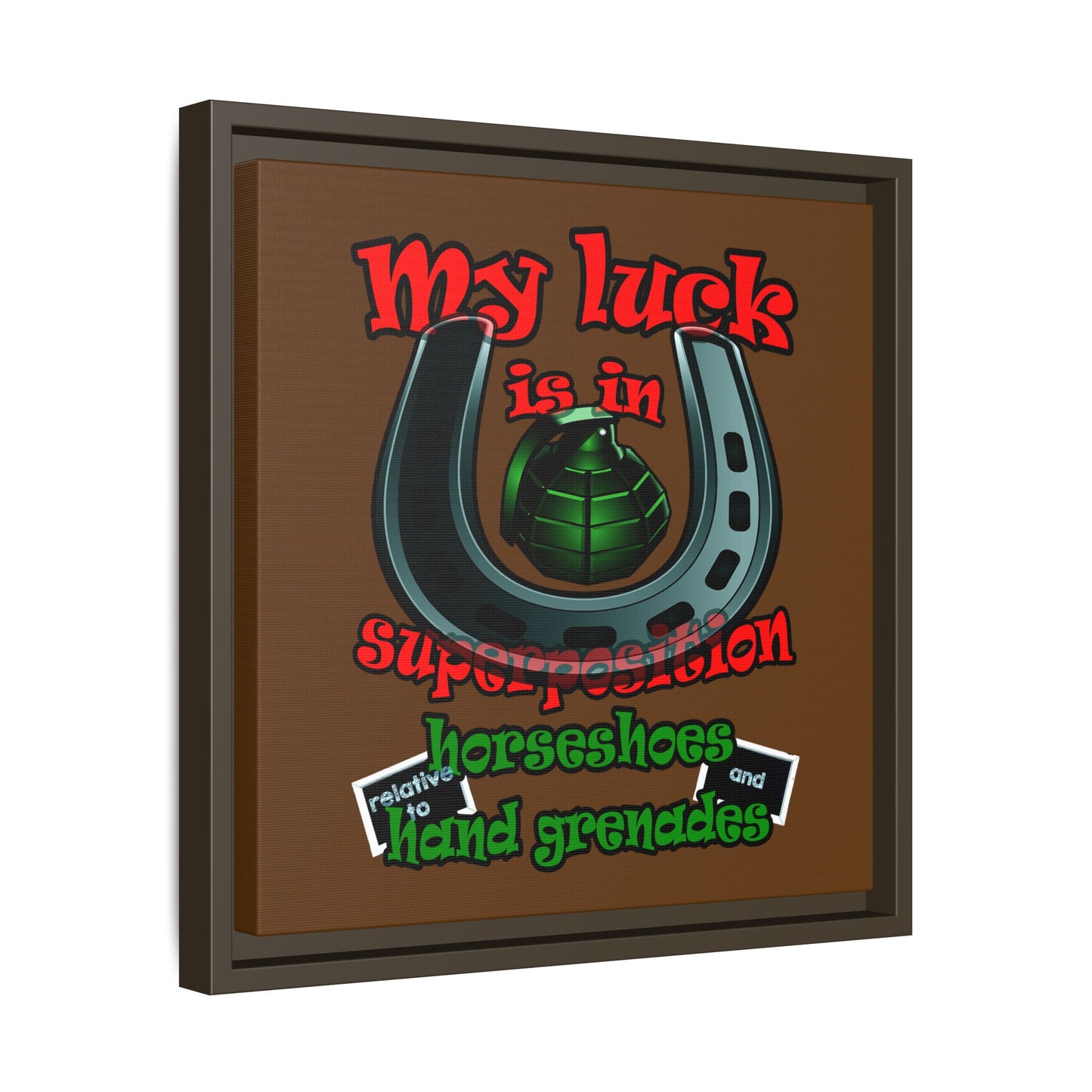 my luck - framed canvas art (brown)