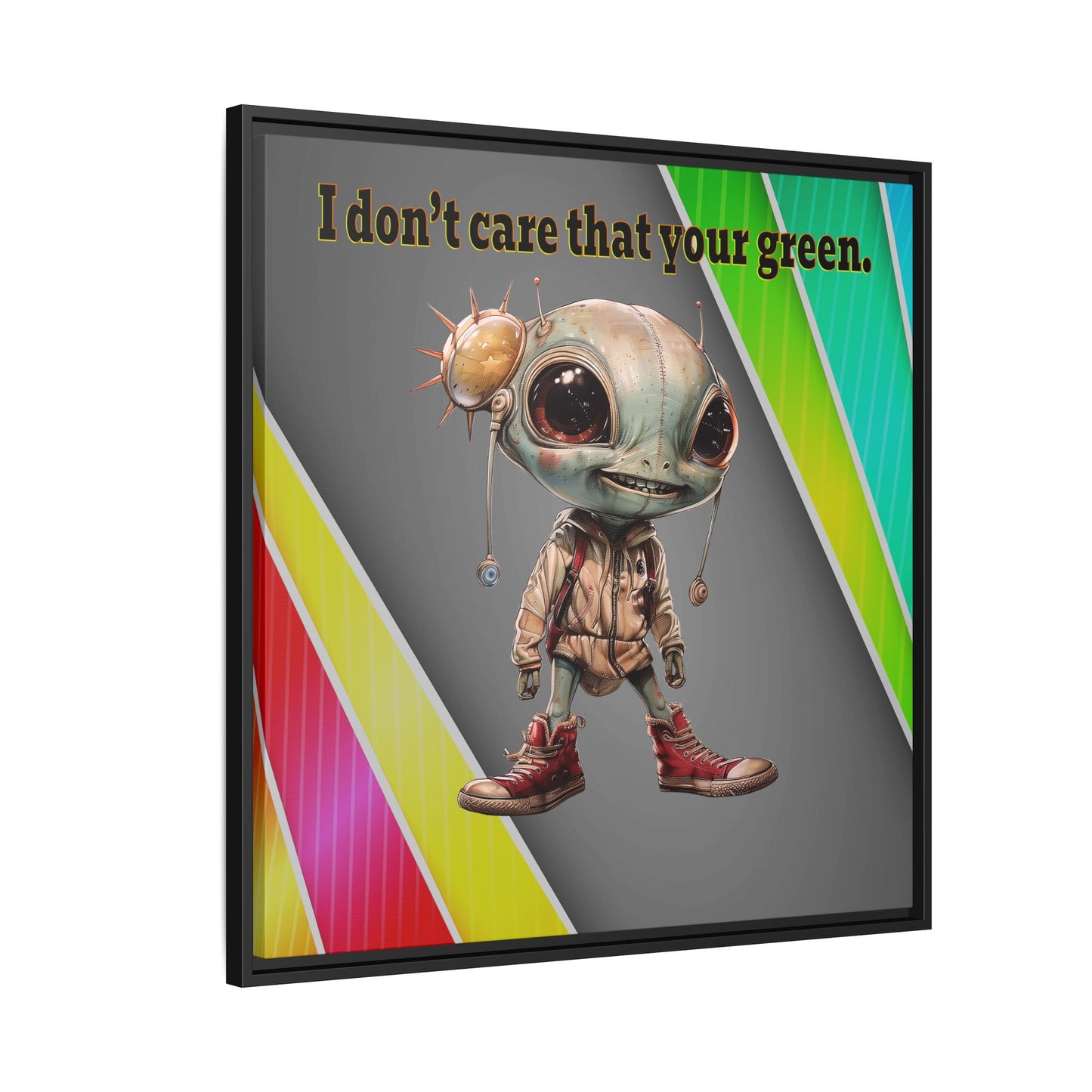 I don't care that your green - framed canvas art (rainbow split)