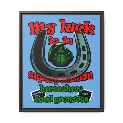 my luck - framed canvas art (light blue)