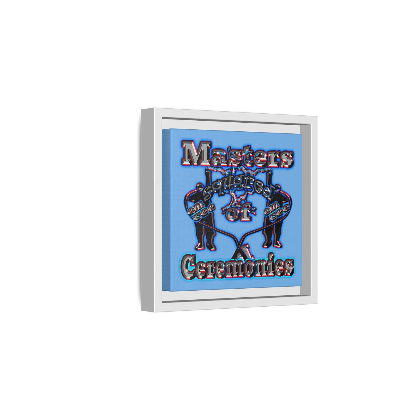 em cee squared - framed canvas art (light blue)