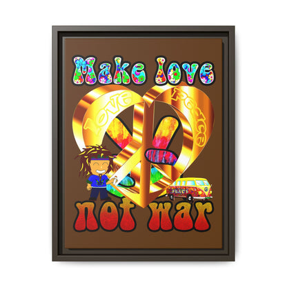 love peace - framed canvas art (brown)