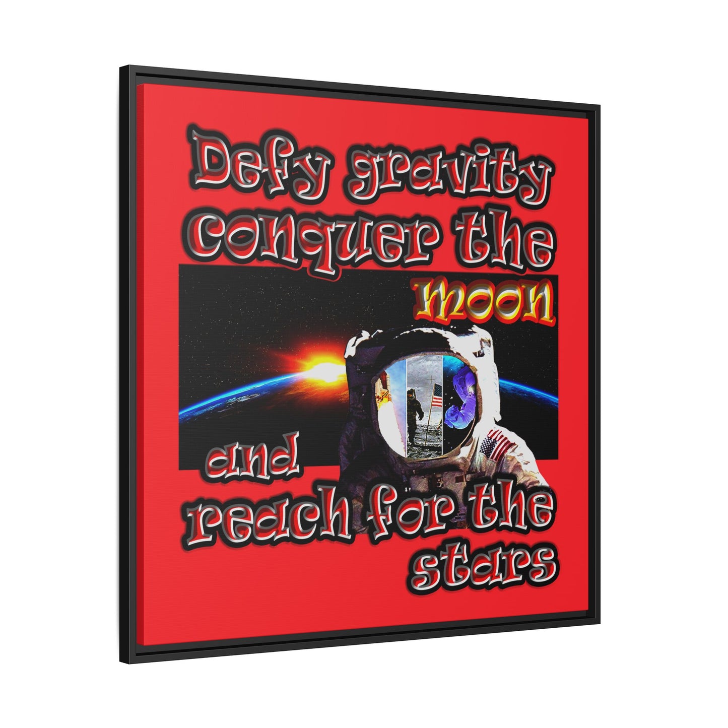 defy conquer reach - framed canvas art (red)