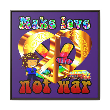 love peace - framed canvas art (purple)