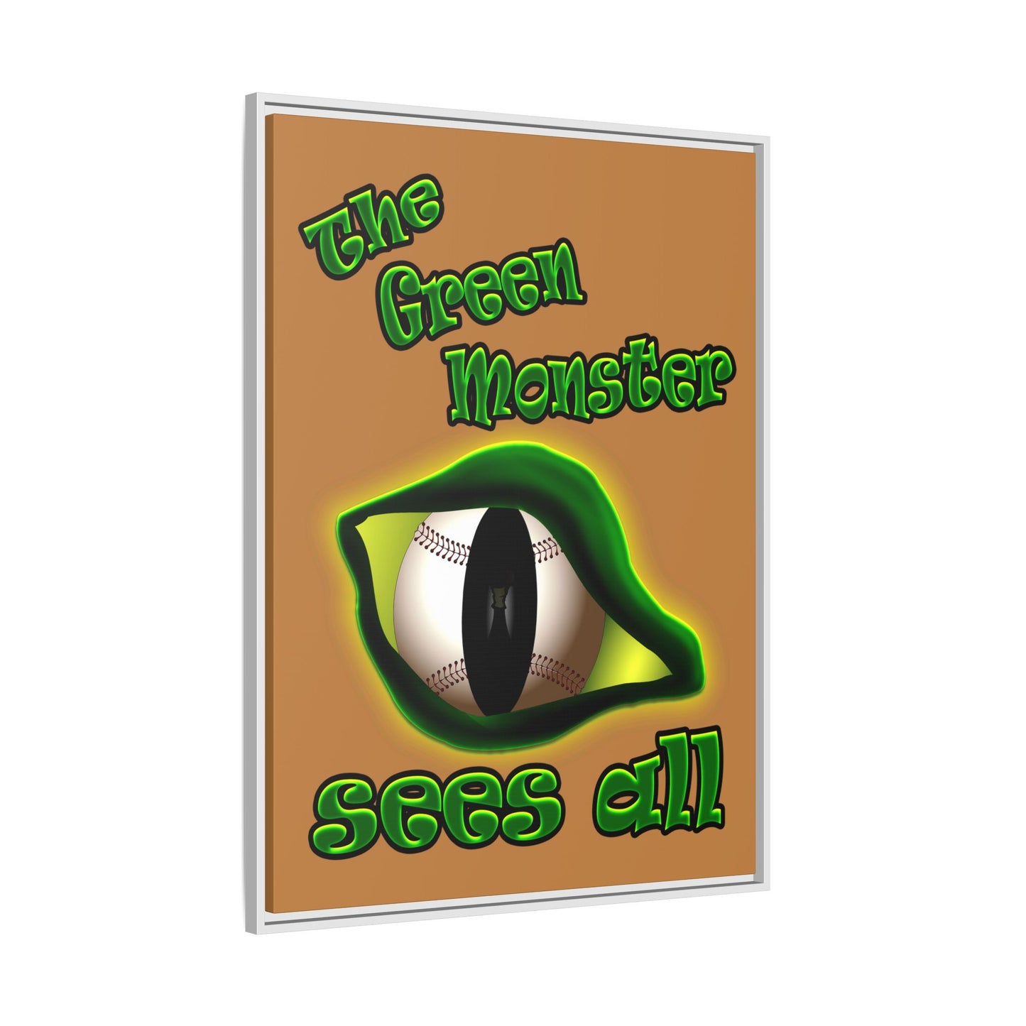 green monster - framed canvas art (light brown)