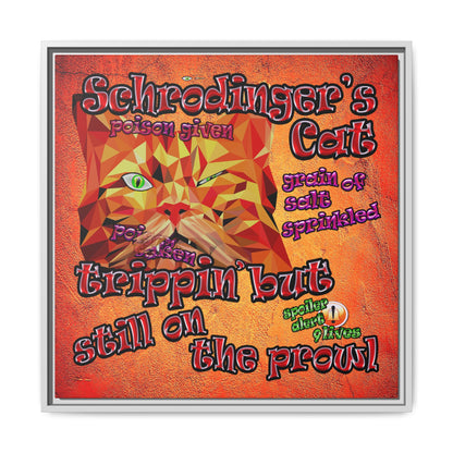 schrodinger's cat - framed canvas art (burnt orange)