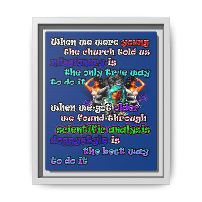 doggystyle - framed canvas art (dark blue)