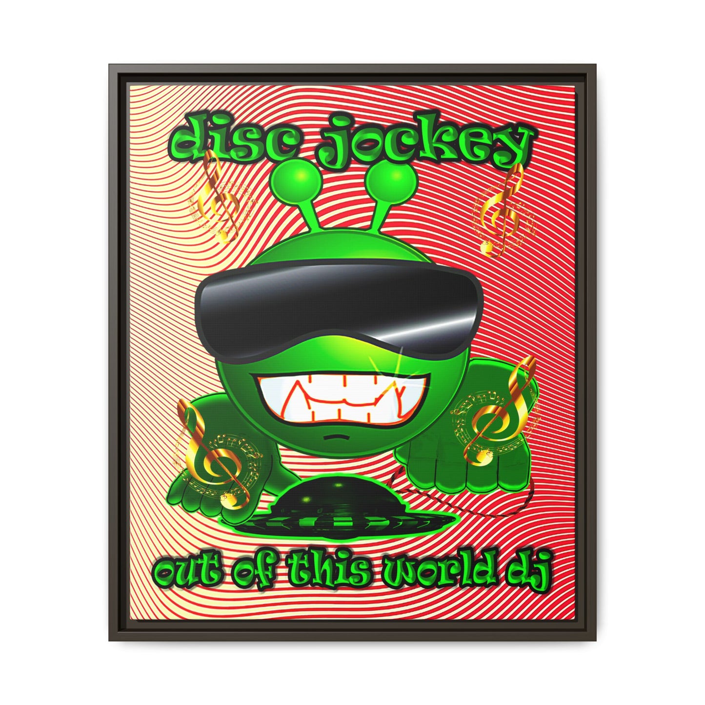 disc jockey - framed canvas art (yellow-orange wave)