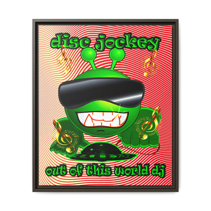 disc jockey - framed canvas art (yellow-orange wave)