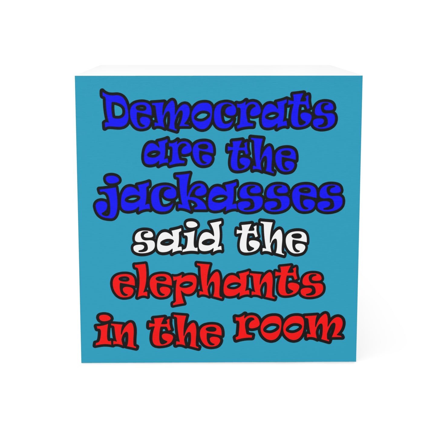 donkeys and elephants - note cube (turquoise)