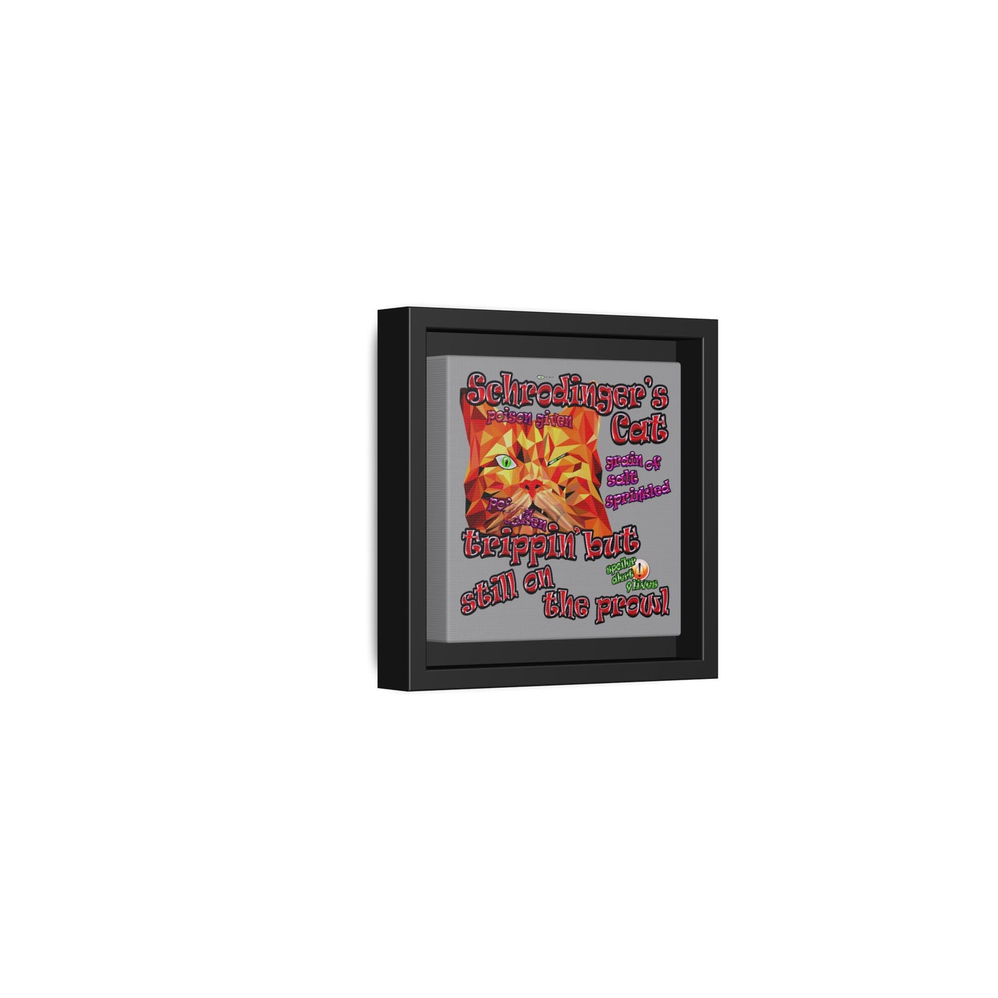 schrodinger's cat - framed canvas art (grey)