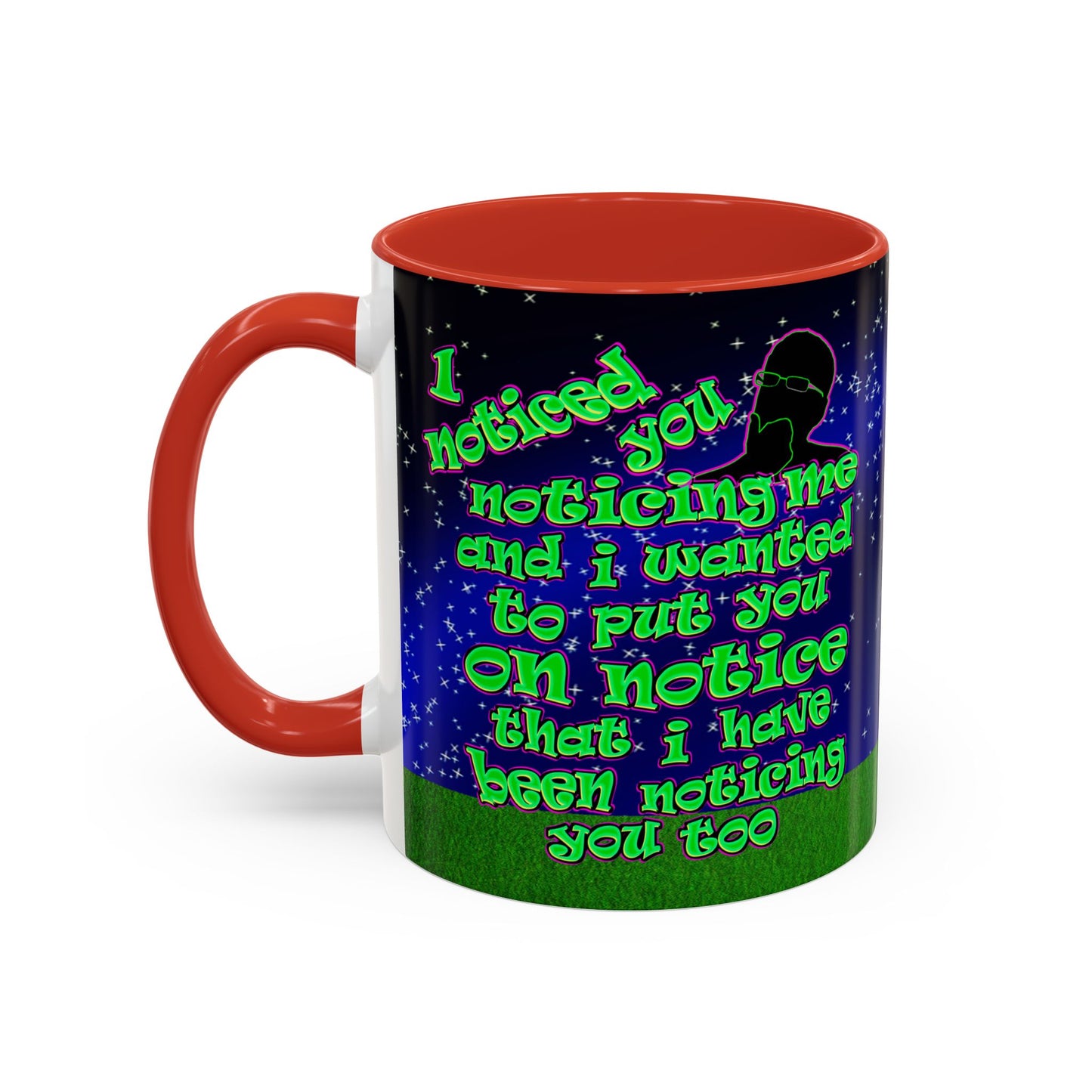 noticed you noticing - Accent Mug ('snoops' background)