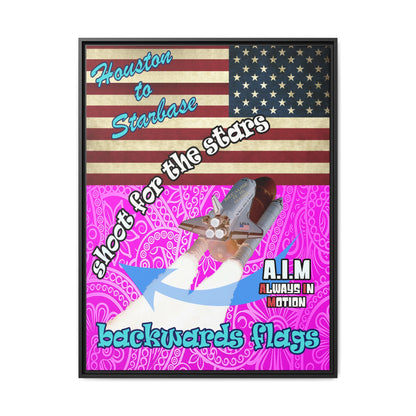 shoot for the stars - framed canvas art (pink swirl)