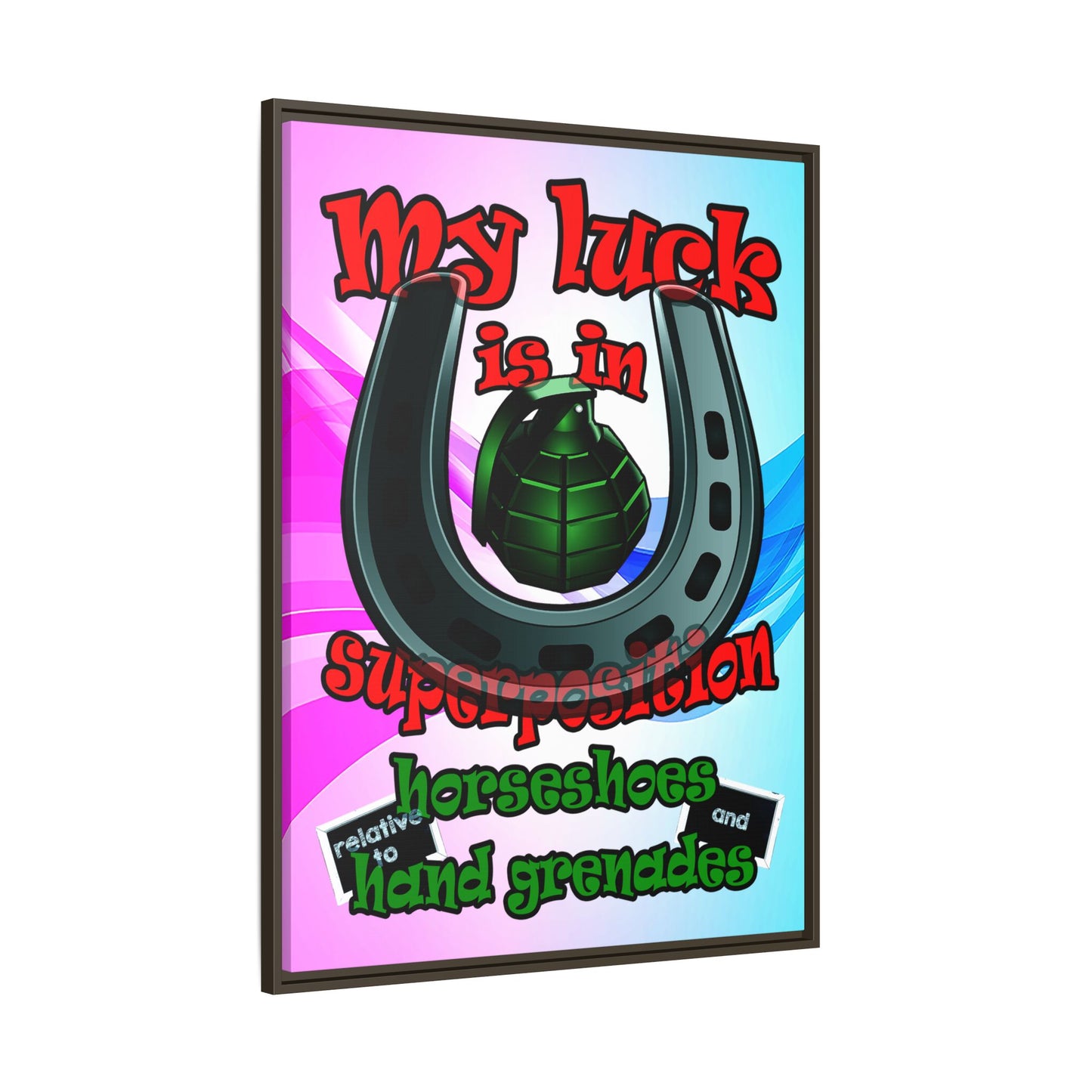 my luck - framed canvas art (light blue-pink wave)