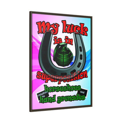 my luck - framed canvas art (light blue-pink wave)