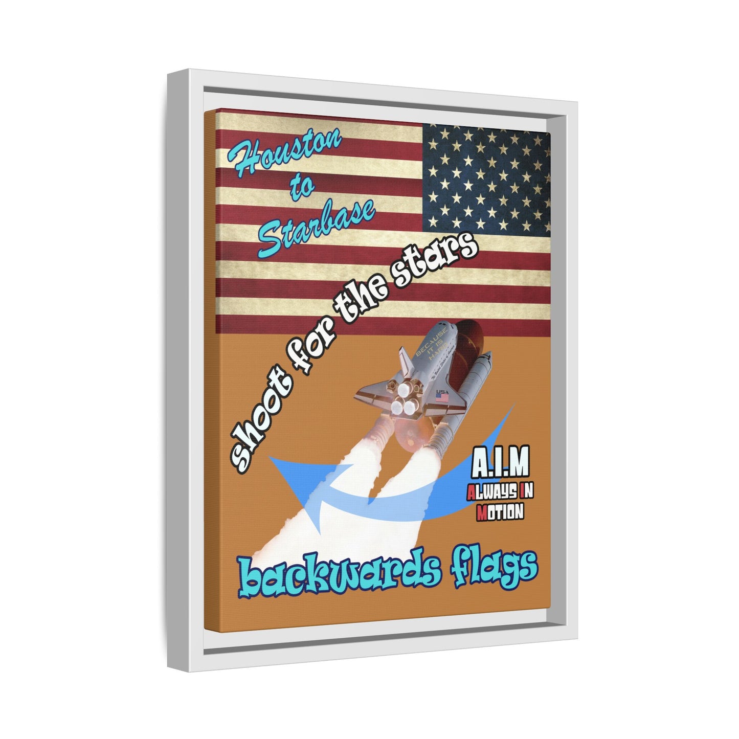 shoot for the stars - framed canvas art (light brown)