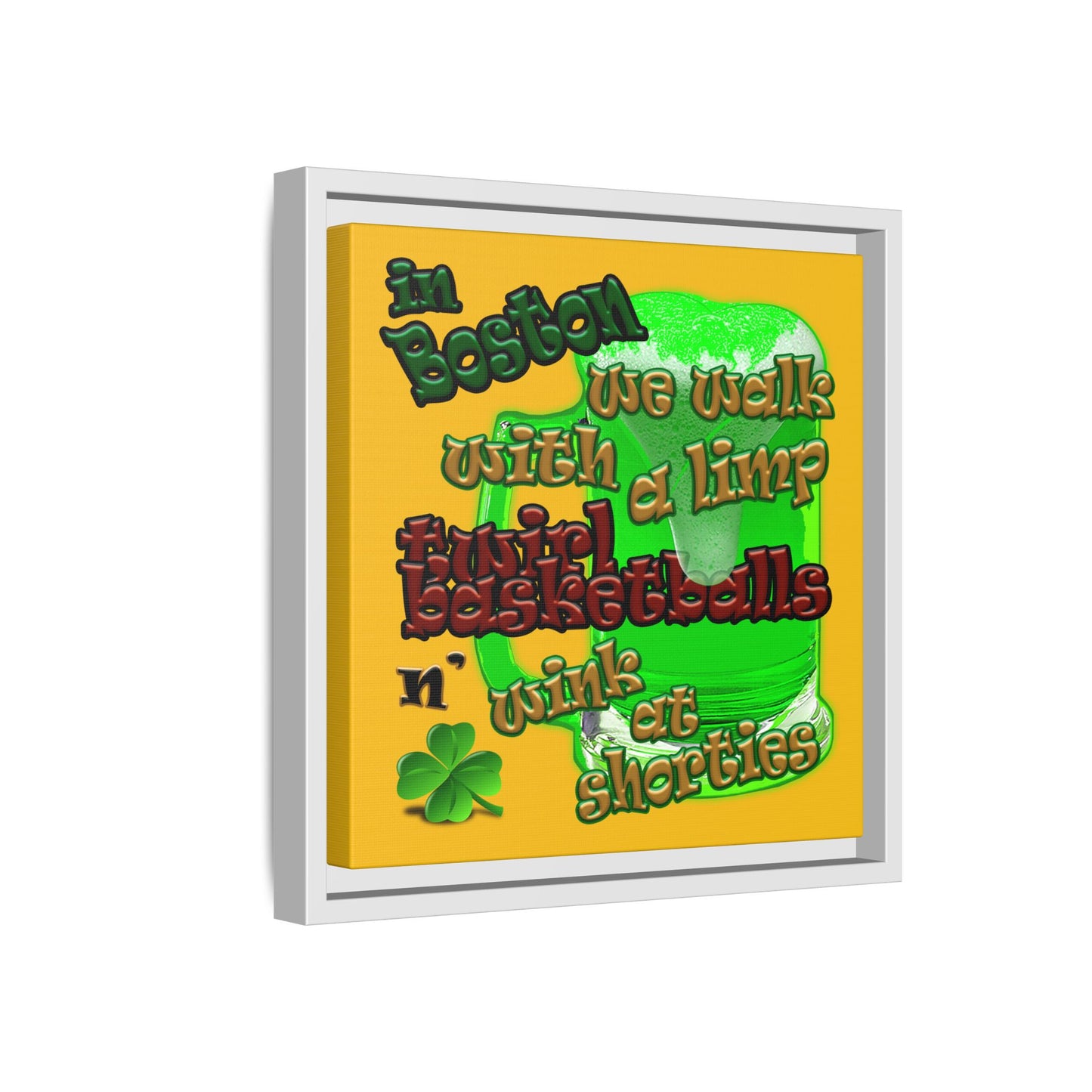 celtics logo - framed canvas art (yellow)
