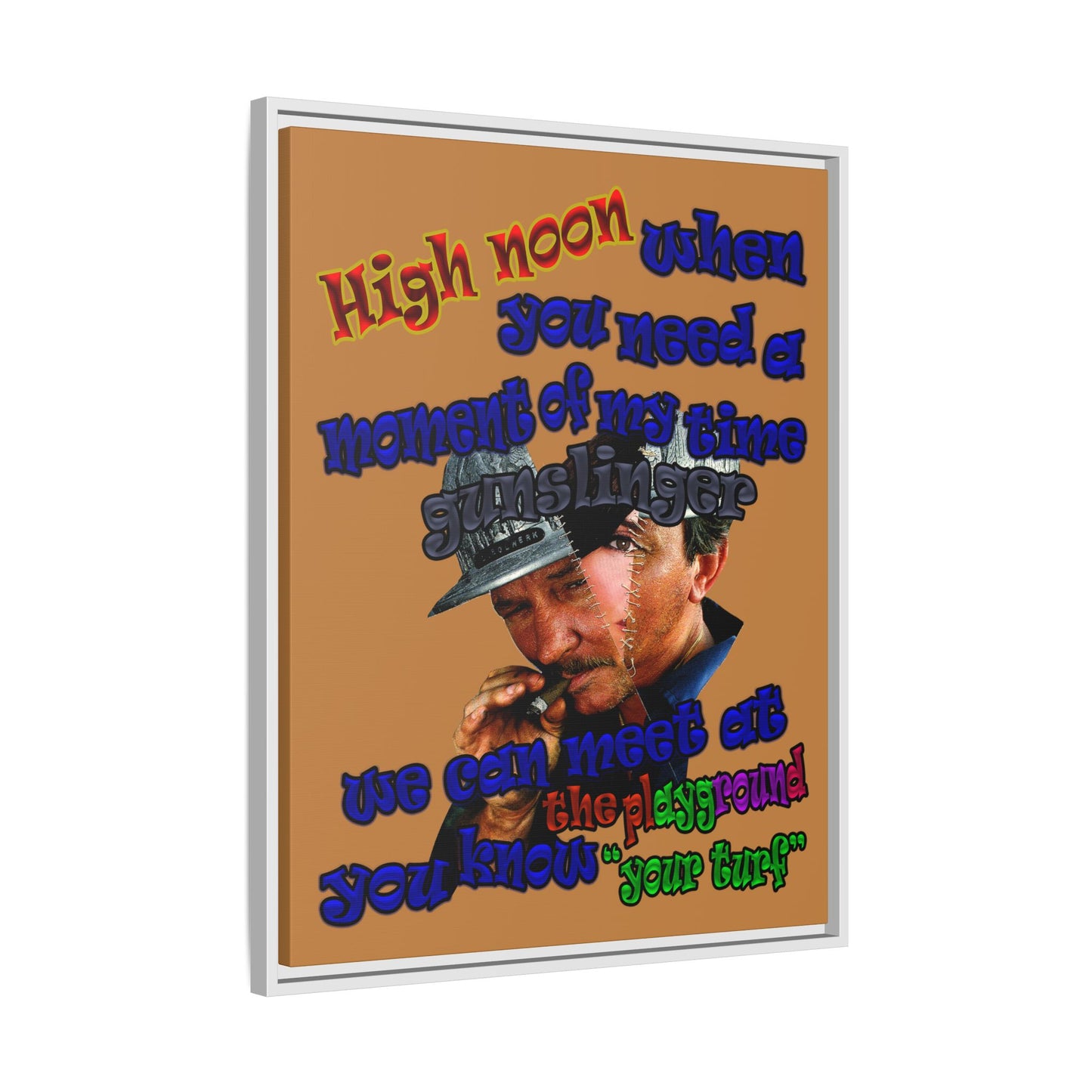 high noon - framed canvas art (light brown)