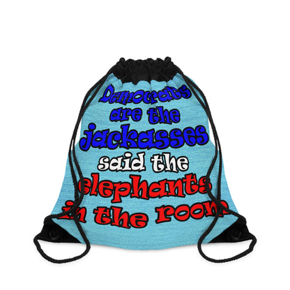 donkeys and elephants - Drawstring Bag (faded blue)