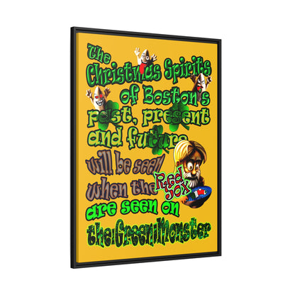 christmas spirits of boston - framed canvas art (yellow)
