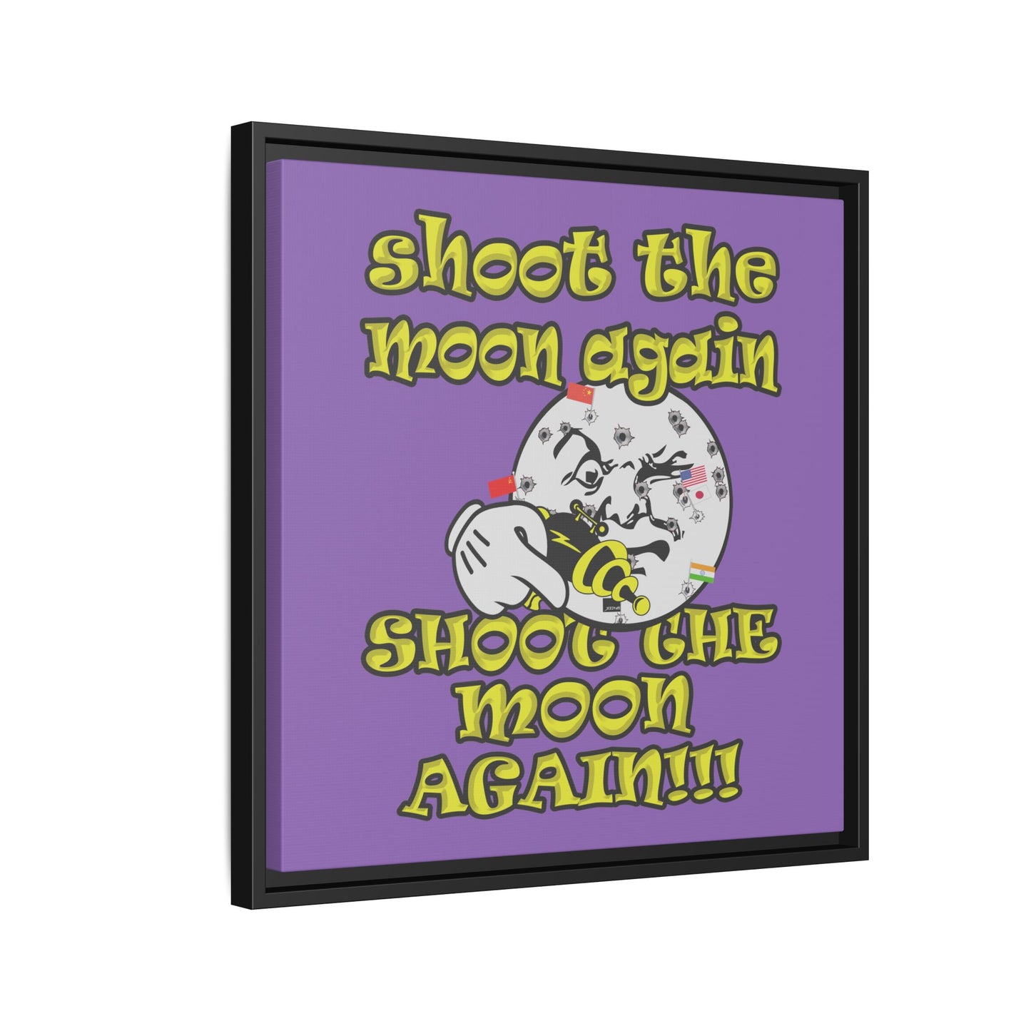 shoot the moon again - framed canvas art (light purple)