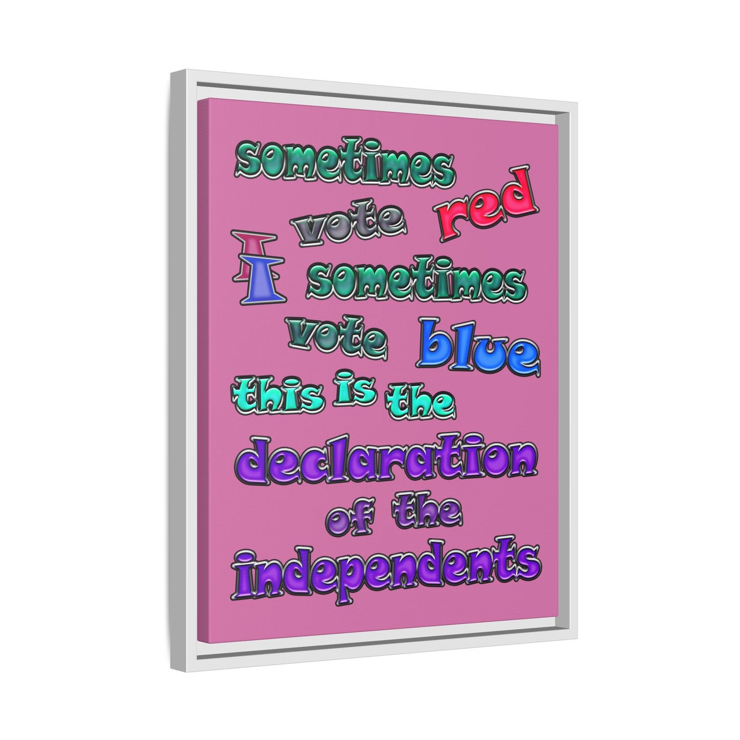 declaration of the independents - framed canvas art (light pink)